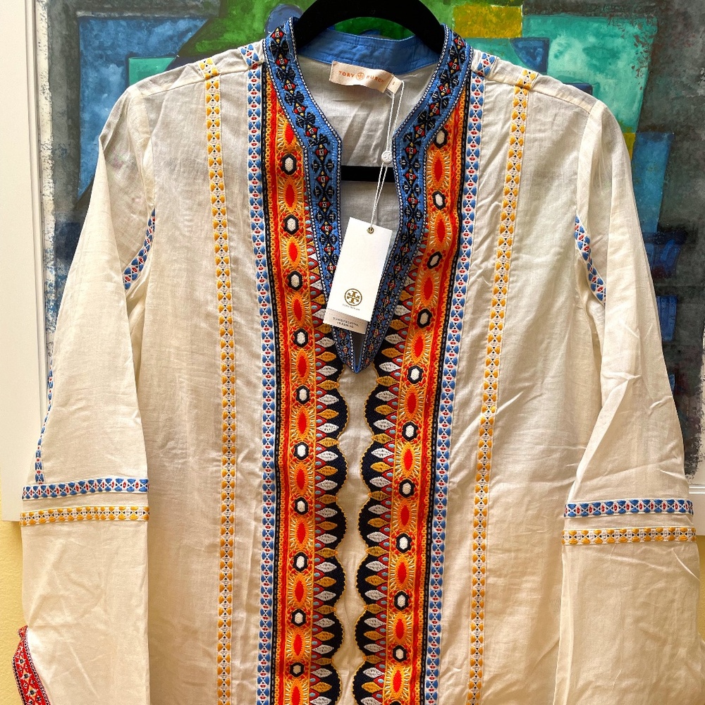 Tory Burch Adriana embroidered long sleeve shirt